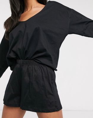 ASOS DESIGN mix & match jersey pajama short in black