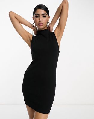 ASOS DESIGN mock neck body-conscious tank mini dress in black
