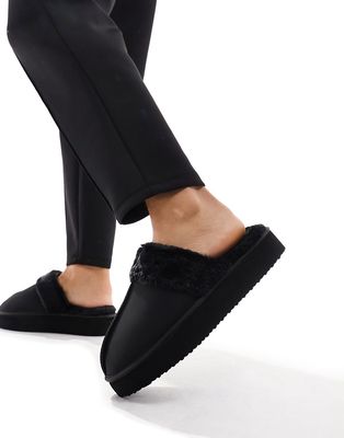 ASOS DESIGN mule platform slippers in black