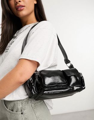 ASOS DESIGN multi pocket shoulder bag in black