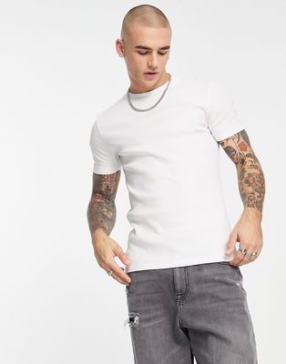 ASOS Design muscle fit rib t-shirt in white