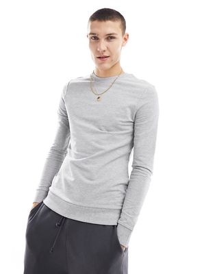 ASOS DESIGN muscle fit sweatshirt in gray heather