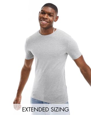 ASOS DESIGN muscle fit t-shirt with crew neck in grey marl-Gray