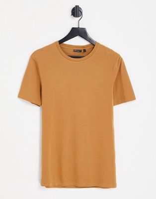 ASOS DESIGN muscle T-shirt with crew neck in brown