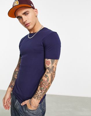 ASOS DESIGN muscle t-shirt with crew neck in navy