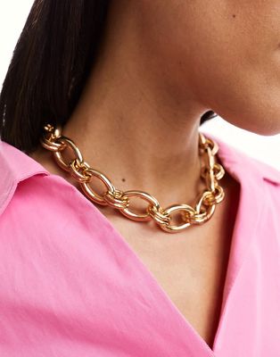 ASOS DESIGN necklace with circular chain link design in gold tone