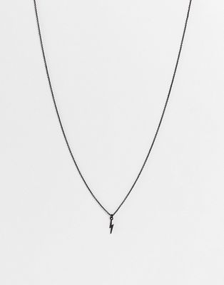 ASOS DESIGN necklace with lightning bolt pendant in matte black