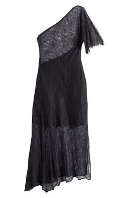 ASOS DESIGN One Shoulder Lace Dress in Black