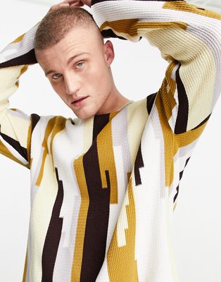ASOS DESIGN overized sweater in netural textured stripe-Multi