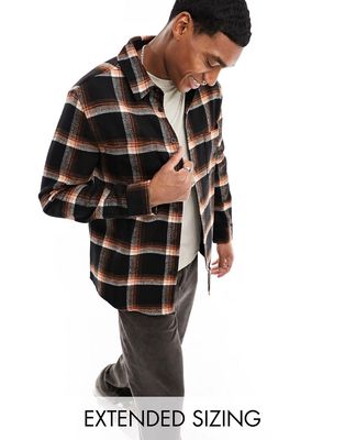 ASOS DESIGN overshirt in wool mix black plaid
