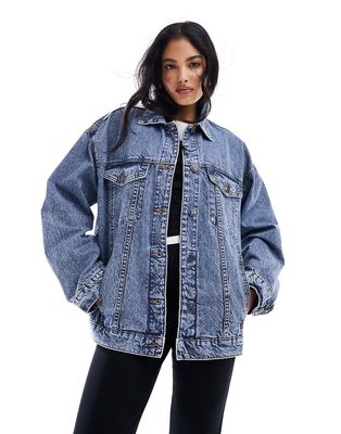 ASOS DESIGN oversize 90s denim jacket in midwash blue