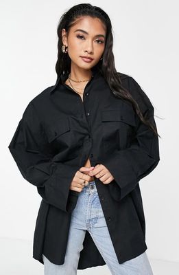 ASOS DESIGN Oversize Button-Up Shirt in Black