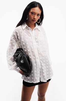 ASOS DESIGN Oversize Clip Dot Button-Up Shirt in White