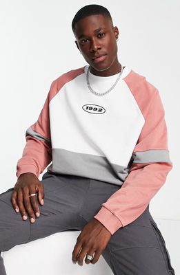 ASOS DESIGN Oversize Colorblock Sweatshirt in White