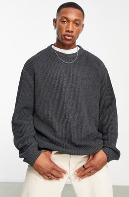 ASOS DESIGN Oversize Cotton Blend Sweater in Charcoal