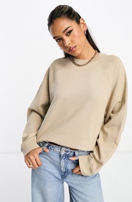 ASOS DESIGN Oversize Cotton Blend Sweatshirt in Camel