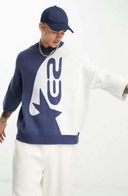 ASOS DESIGN Oversize Cotton Blend Sweatshirt in Mid Blue
