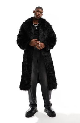 ASOS DESIGN Oversize Faux Fur Coat in Black