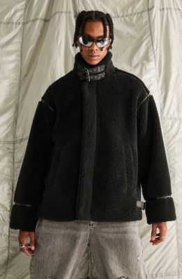 ASOS DESIGN Oversize Fleece Jacket in Black