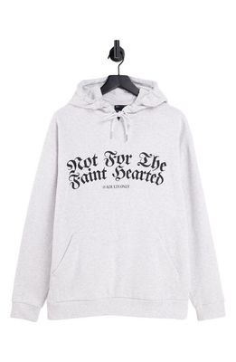ASOS DESIGN Oversize Gothic Text Graphic Hoodie in White Heather