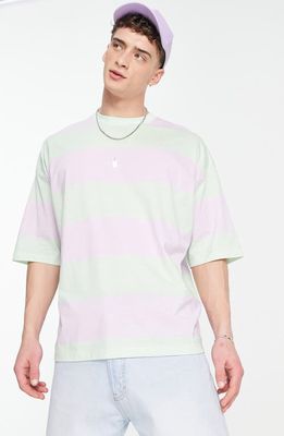 ASOS DESIGN Oversize Stripe T-Shirt in Lilac
