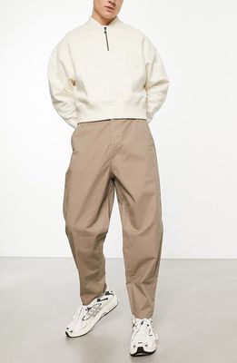 ASOS DESIGN Oversize Tapered Stretch Twill Chino Pants in Beige