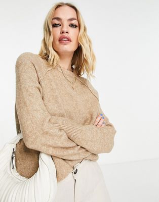 ASOS DESIGN oversized crew neck sweater in taupe-Neutral