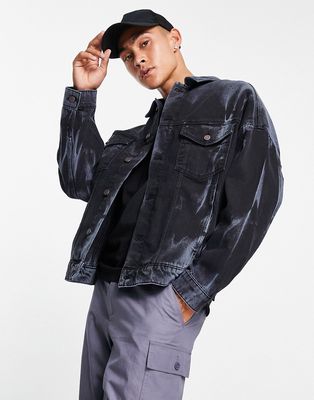 ASOS DESIGN oversized denim jacket in gray wash-Purple
