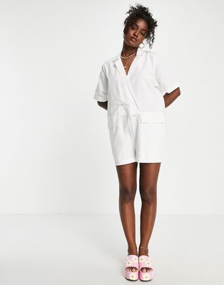 ASOS DESIGN oversized double breasted romper in white