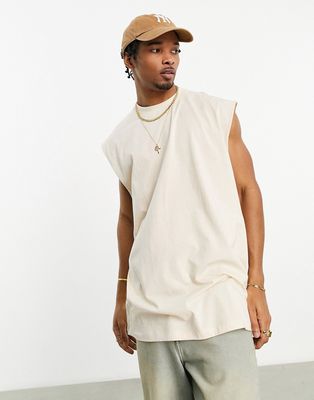 ASOS DESIGN oversized fit tank top in off white-Neutral