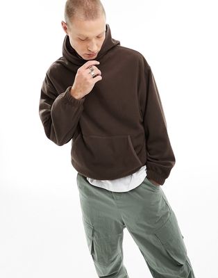 ASOS DESIGN oversized fleece hoodie in brown