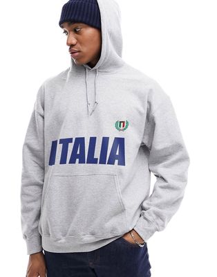 ASOS DESIGN oversized gray hoodie with Italian text prints