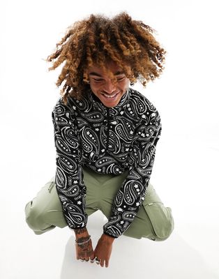 ASOS DESIGN oversized half zip sweatshirt with paisley all over print in polar fleece-Multi