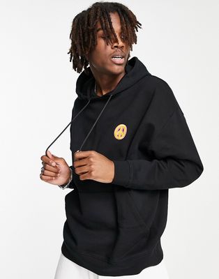 ASOS DESIGN oversized hoodie in black with small symbol embroidery - part of a set