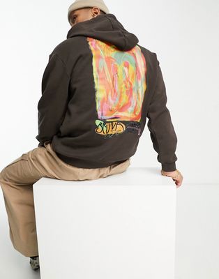 ASOS DESIGN oversized hoodie in brown with photographic art back print