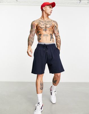 ASOS DESIGN oversized jersey mid length shorts in navy