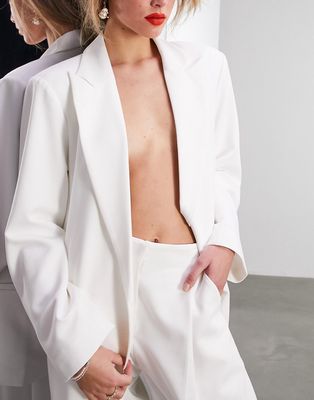 ASOS DESIGN oversized longline wedding blazer in-White
