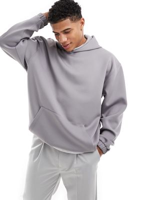 ASOS DESIGN oversized scuba hoodie in gray