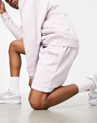 ASOS DESIGN oversized shorts in washed lilac cotton with text print - PURPLE - part of a set