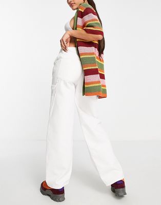 ASOS DESIGN oversized skater jeans in off-white with cargo styling