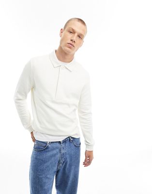 ASOS DESIGN oversized snap neck sweatshirt in off white