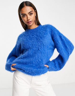 ASOS DESIGN oversized sweater in brushed yarn in cobalt blue