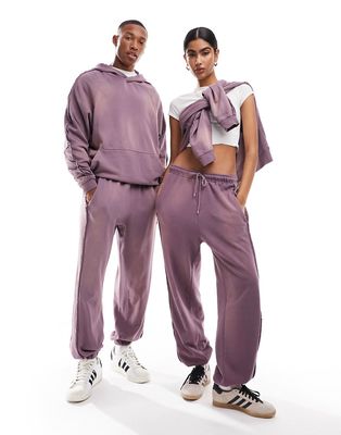 ASOS DESIGN oversized sweatpants in washed purple with seam details - part of a set