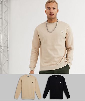 ASOS DESIGN oversized sweatshirt 2 pack black/beige-Multi