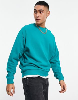 ASOS DESIGN oversized sweatshirt in teal green