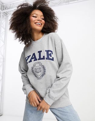 ASOS DESIGN oversized sweatshirt with yale license graphic in gray heather