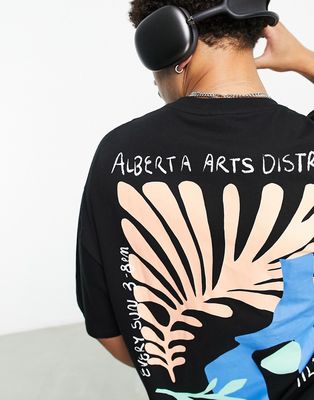 ASOS DESIGN oversized T-shirt in black with abstract back print