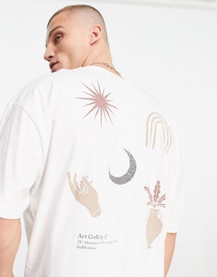 ASOS DESIGN oversized t-shirt in ecru with art gallery back print-Neutral