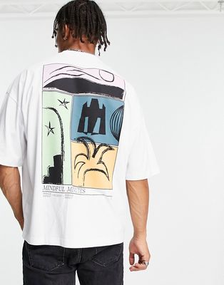 ASOS DESIGN oversized t-shirt in white with abstract art back print