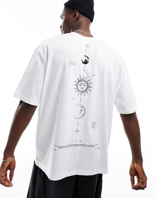 ASOS DESIGN oversized T-shirt in white with celestial back print